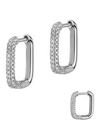 Paar Creolen Firetti "Schmuck Geschenk Silber 925 Ohrschmuck Ohrringe", silber (silberfarben, kristallwei&szlig;, kristallwei&szlig;), Ohrringe, Damen, Silber 925 (Sterlingsilber), Made in Germany - mit Zirkonia (synth.)