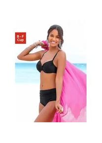 B&uuml;gel-Bikini Lascana, Damen, Gr. 46, Cup E, schwarz, Polyamid, Bikini-Sets B&uuml;gel-Bikini, mit dekorativer Raffung