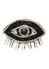 Brosche Firetti "Schmuck Geschenk Ansteckschmuck Auge, funkelndes Design", schwarz (metallfarben, schwarz, wei&szlig;, schwarz, wei&szlig;), Broschen, Damen, Metall, Textil, Brosche, mit Glasstein