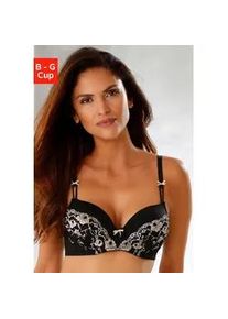Schalen-BH Lascana "Fabiola", Damen, Gr. 100, Cup D, gold (schwarz, goldfarben), Spitze, Obermaterial: 80% Polyamid, 17% Elasthan, 3% Viskose, BHs BH Spitzenw&auml;sche B&uuml;gel-BH Spitzen-BH Schalen-BH, mit B&uuml;gel und edler Spitze, Dessous