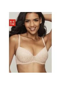 Schalen-BH Lascana "Chiara", Damen, Gr. 85, Cup C, braun (toffee), Spitze, Obermaterial: 85% Polyamid (TACTEL), 15% Elasthan (LYCRA), BHs Schalen-BH, mit graphischem Netz-Muster, Dessous