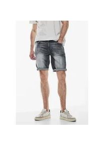 Bermudas Street One MEN, Herren, Gr. 32, Kurz, grau (mid grau wash), Web, 99% Baumwolle, 1% Elasthan, unifarben, gerade kurz, Hosen Bermudas, 5-Pocket-Style