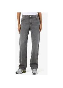 Straight-Jeans Noisy may "NMYOLANDA NW WIDE JEANS AZ371DG NOOS", Damen, Gr. 26, L&auml;nge 32, blau (dunkelgrau denim), Denim/Jeans, Obermaterial: 99% Baumwolle, 1% Elasthan, straight fit, Jeans Straight-Jeans