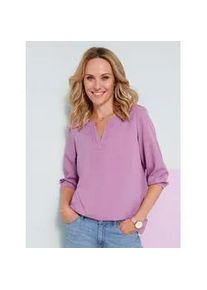 Schlupfbluse Classic Basics, Damen, Gr. 46, lila (orchidee), 100% Polyester, unifarben, Rundhals, Blusen Schlupfbluse