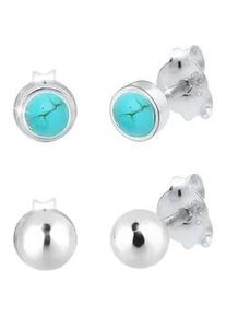 Ohrstecker-Set Elli "Schmuck Geschenk Silber 925 Ohrringe", gr&uuml;n (silberfarben, t&uuml;rkis, t&uuml;rkis), Ohrringe, Damen, 4mm, Silber 925 (Sterlingsilber), mit Howlith