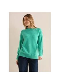 Strickpullover Cecil, Damen, Gr. M (40), gr&uuml;n (aventurine gr&uuml;n), Web, 37% Baumwolle, 34% Polyacryl, 26% Polyester, 3% Elasthan, unifarben, gerade normal, hoch geschlossener Ausschnitt, B&uuml;ndchen, Pullover Strickpullover, mit Kontrastdetails