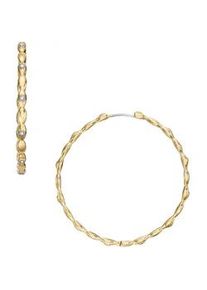 Paar Creolen Fossil "Schmuck Geschenk Edelstahl Ohrringe Sutton", gold (gelbgoldfarben, edelstahlfarben, kristallwei&szlig;, kristallwei&szlig;), Ohrringe, Damen, 44mm, Edelstahl, mit Glasstein