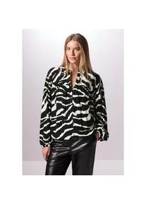 Tunika STREET ONE STUDIO, Damen, Gr. 34, grau (flint grau), Web, 100% Viskose, gemustert, normal, Rundhals, eng B&uuml;ndchen, Tuniken, mit Knopfleiste