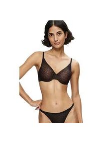 Halbschalen-BH Triumph "Signature Sheer", Damen, Gr. 85, Cup D, schwarz, T&uuml;ll, Obermaterial: 44% Polyester, 29% Polyamid, 27% Elasthan, unifarben, BHs, Monogramm-T&uuml;ll, gepolsterte Cups, Spitzen-Details, weich, T&uuml;ll