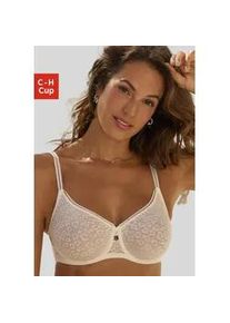 Minimizer-BH Nuance, Damen, Gr. 85, Cup E, beige (creme), Spitze, Obermaterial: 88% Polyamid, 12% Elasthan, BHs Minimizer-BH, mit B&uuml;gel aus sch&ouml;ner Allover-Jacquardspitze im angesagten Leo-Look