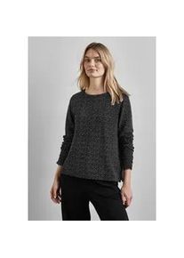 Langarmshirt Street One, Damen, Gr. 36, schwarz, Stoff, 75% Viskose, 23% Polyester, 2% Elasthan, bedruckt, normal normal, Rundhals, B&uuml;ndchen, Shirts Langarmshirt, mit Rundhalsausschnitt