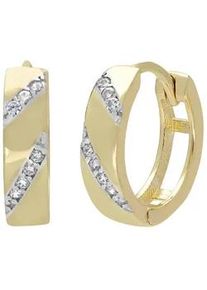 Paar Creolen Firetti "Schmuck Geschenk Gold 333 Ohrschmuck Gold glitzernd", gelb (gelbgoldfarben, wei&szlig;goldfarben, kristallwei&szlig;, kristallwei&szlig;), Ohrringe, Damen, 13mm, Gelbgold 333, mit Zirkonia (synth.)