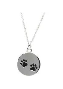 Kette mit Anh&auml;nger Firetti "Schmuck Geschenk Silber 925 Halsschmuck Halskette runde Platte Pfoten", silber (silberfarben, schwarz), Halsketten, Damen, Silber 925 (Sterlingsilber), L: 45 B: 1,1mm, mit Emaille, B:1,1mm