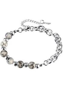 Armband Firetti "Schmuck Geschenk Edelstahl Armschmuck Ankerkettenglieder Dragonstone", silber (edelstahlfarben, wei&szlig;, grau, braun, wei&szlig;, grau, braun), Armb&auml;nder, Damen, 25cm, Edelstahl, Armband, mit Jaspis