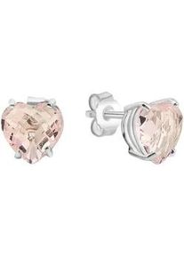 Paar Ohrstecker Firetti "Schmuck Geschenk Silber 925 Ohrschmuck Ohrringe Herz", bunt (silberfarben, ros&eacute;, ros&eacute;), Ohrringe, Damen, Silber 925 (Sterlingsilber), mit Glasstein