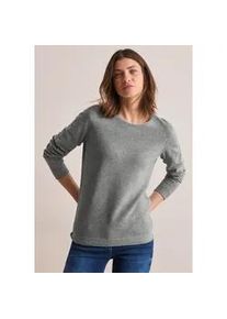 Strickpullover Cecil, Damen, Gr. S38, grau (heather silber chalk melange), Web, 60% Baumwolle, 40% Polyester, unifarben, normal normal, Rundhals, B&uuml;ndchen, Pullover Strickpullover, im soften Baumwoll-Mix