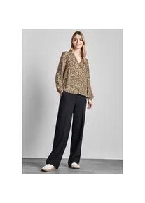 Langarmbluse Street One, Damen, Gr. 34, beige (honey sand), Stoff, 100% Viskose, bedruckt, gerade normal, V-Ausschnitt, B&uuml;ndchen, Blusen, mit grafischem Muster