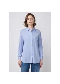 Hemdbluse STREET ONE STUDIO, Damen, Gr. 34, blau (columbia blau), Web, 100% Baumwolle, gestreift, normal normal, V-Ausschnitt, Manschette, Blusen Hemdbluse, aus reiner Baumwolle