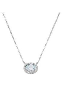 Collier "Ziersteine, Zirkonia wei&szlig;, Silber 925", blau (hellblau), Giorgio Martello MILANO, Halsketten, Damen, 45cm, Silber 925 (Sterlingsilber), Collier