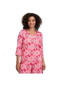 Schlupfbluse Cartoon "Damen mit R&uuml;schen", Damen, Gr. 34, rot (rot, ros&egrave;), Obermaterial: 100% Viskose, l&auml;ssig geschnitten normal, Rundhals, Blusen Schlupfbluse