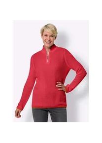 Strickpullover Classic Basics "Langarm-Pullover", Damen, Gr. 44, pink, 100% Polyacryl, gemustert, mehrfarbig, Pullover Strickpullover