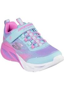 Sneaker Skechers "COSMIC GLOW LIGHTS", Damen, Gr. 34, bunt (t&uuml;rkis, multi), Lederimitat, Textil, kontrastfarbene Details, Schuhe Sneaker, Klettschuh mit Glitzer, Gr&ouml;&szlig;enschablone zum Download