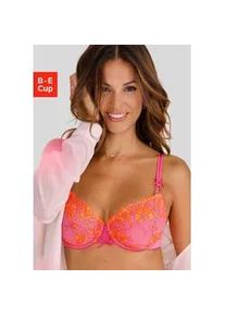 B&uuml;gel-BH Lascana "Wanda", Damen, Gr. 80, Cup B, pink (pink, orange), Spitze, Obermaterial: 82% Polyamid, 12% Polyester, 6% Elasthan, BHs B&uuml;gel-BH, mit Zierschn&uuml;rung und Stickerei Spitze, Dessous