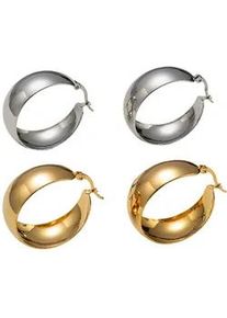 Creolen-Set Firetti "Multipack Schmuck Geschenk Edelstahl Ohrschmuck Ohrringe", gold (silberfarben, gelbgoldfarben), Ohrringe, Damen, 30mm, Edelstahl, Made in Germany