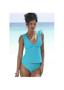Tankini Lascana "Cillo", Damen, Gr. 40, Cup A/B, blau (t&uuml;rkis), Recycling-Polyamid, unifarben, Bikini-Sets Tankini, mit regulierbaren Tr&auml;ger auf der Schulter