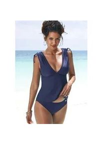 Tankini Lascana "Cillo", Damen, Gr. 40, Cup C/D, blau (navy), Recycling-Polyamid, unifarben, Bikini-Sets Tankini, mit regulierbaren Tr&auml;ger auf der Schulter