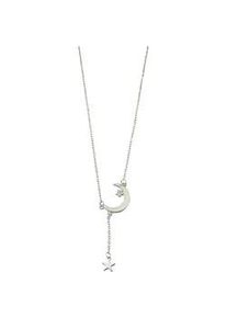 Y-Kette Firetti "Schmuck Geschenk Edelstahl Halskette Ankerkette Mond Sterne", silber (silberfarben), Halsketten, Damen, Edelstahl, L: 45,5 B: 2mm, Made in Germany, B:2mm