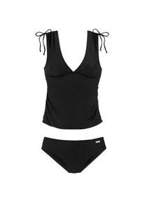 Tankini Lascana "Cillo", Damen, Gr. 40, Cup A/B, schwarz, Recycling-Polyamid, unifarben, Bikini-Sets Tankini, mit regulierbaren Tr&auml;ger auf der Schulter