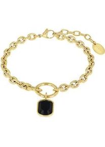 Armband s.Oliver "2038859", schwarz (gelbgoldfarben, schwarz, schwarz), Armb&auml;nder, Damen, 20cm, Edelstahl, Armband, mit Achat