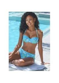 B&uuml;gel-Bandeau-Bikini-Top Sunseeker "Lapa", Damen, Gr. 34, Cup B, blau (t&uuml;rkis bedruckt), Microfaser, Recycling-Polyamid, bedruckt, Bikini-Oberteile, mit tropischem Print