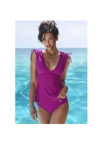 Tankini Lascana "Cillo", Damen, Gr. 34, Cup A/B, pink (fuchsia), Recycling-Polyamid, unifarben, Bikini-Sets Tankini, mit regulierbaren Tr&auml;ger auf der Schulter