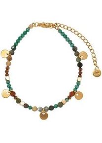 Armband Firetti "Schmuck Geschenk Edelstahl Armschmuck Armkette Edelstein Pl&auml;ttchen", gr&uuml;n (gelbgoldfarben, gr&uuml;n, blau, kristallwei&szlig;, gr&uuml;n, blau, kristallwei&szlig;), Armb&auml;nder, Damen, 22,5cm, Edelstahl, Armband, Made in Germany - mit Labradorit oder Achat