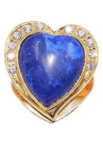 Tuchring Firetti "Schmuck Geschenk Messing Ansteckschmuck Schalclip Herz", bunt (gelbgoldfarben, kristallwei&szlig;, blau, kristallwei&szlig;, blau), Broschen, Damen, Messing, Made in Germany - mit Lapislazuli, Zirkonia (synth.)