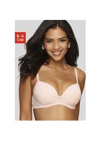 Schalen-BH Lascana "Tiziana", Damen, Gr. 75, Cup F, beige (puder), Microtouch, Obermaterial: 71% Polyamid, 16% Polyester, 13% Elasthan, BHs Schalen-BH, mit dekorativer Spitze, Dessous