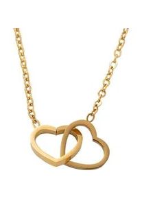 Kette mit Anh&auml;nger Firetti "Schmuck Geschenk Edelstahl Halsschmuck Halskette Ankerkette Herzen", gold (gelbgoldfarben), Halsketten, Damen, Edelstahl, L: 45, Made in Germany