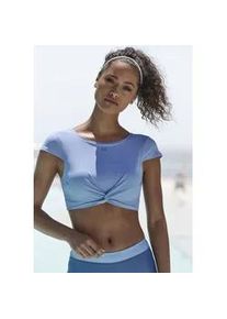 Crop-Bikini-Top Lascana ACTIVE "Oceana", Damen, Gr. 36, Cup A/B, blau (hellblau), Recycling-Polyamid, Bikini-Oberteile, mit modischer Knotenoptik