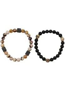 Armband Set Firetti "Multipack Schmuck Geschenk Armschmuck Armketten Edelstein", braun (braun, schwarz, braun, schwarz), Armb&auml;nder, Damen, 20,5cm, Materialmix, Made in Germany - mit Jaspis, Lavastein, Onyx