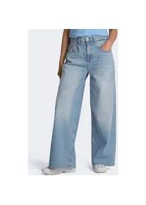 Tommy Hilfiger Loose-fit-Jeans TOMMY JEANS "CHARLIE MR LOOSE WD", Damen, Gr. 33, L&auml;nge 30, blau (denim light), Denim/Jeans, Obermaterial: 81% Baumwolle, 18% Lyocell, 1% Elasthan, unifarben, loose fit lang, Jeans, mit Logostickerei