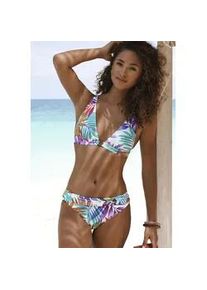Triangel-Bikini Lascana, Damen, Gr. 36, Cup A/B, wei&szlig; (wei&szlig; bedruckt), Obermaterial: 86% Polyamid, 14% Elasthan. Futter: 100% Polyamid, bedruckt, Bikini-Sets Triangel-Bikini, mit kleinem goldfarbenem Zierring
