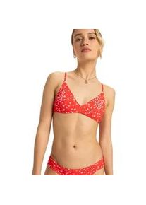 Bandeau-Bikini-Top Roxy "Pt Beach Classics", Damen, Gr. XL, Cup B, rot (poppy rot dancing ditsy swim), Obermaterial: 85% Microfaser, 15% Elasthan;, Bikini-Oberteile