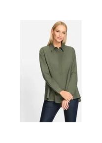 Longbluse Heine, Damen, Gr. 36, gr&uuml;n (khaki), 50% Baumwolle, 50% Polyester, unifarben, Blusen Longbluse