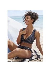 Bikini-Hose Venice Beach "Moloka", Damen, Gr. 40, N-Gr, schwarz (schwarz bedruckt), Recycling-Polyamid, bedruckt, Badehosen Bikini-Hose, mit bedrucktem Umschlag