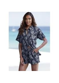 Shorty Vivance DREAMS, Damen, Gr. 36/38, blau (dunkelblau, gemustert), Single Jersey, Obermaterial: 60% Baumwolle, 40% Polyester, gemustert, bequem kurz, abgesteppt, Homewear-Sets Shorty, Klassischer Schnitt