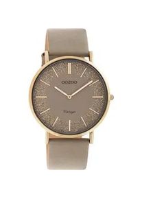 Quarzuhr Oozoo, grau (taupe), Armbanduhren, Damen, Quarzuhr, Armbanduhr, Damenuhr, Lederarmband