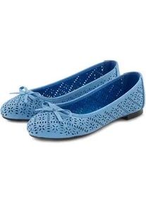 Ballerina Lascana, Damen, Gr. 44, blau (k&ouml;nigsblau), Obermaterial: 100% Lederimitat. Decksohle: 100% Lederimitat. Futter: 100% Lederimitat. Laufsohle: 100% Synthetik, unifarben, Basic, Schuhe Ballerina, Freizeitschuh, Slipper, Halbschuh mit kleinen Cut-Outs VEGAN