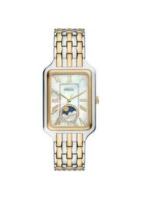 Quarzuhr Fossil "RAQUEL MOONPHASE", gold (goldfarben, edelstahlfarben), Armbanduhren, Damen, Quarzuhr, Armbanduhr, Damenuhr, Edelstahlarmband, analog, Mondphase, Glassteine